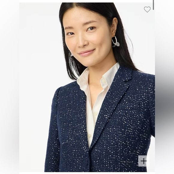 NEW J.Crew Women’s Navy Tweed Silver Sequin Schoolboy Blazer size 0 academia - Picture 3 of 11